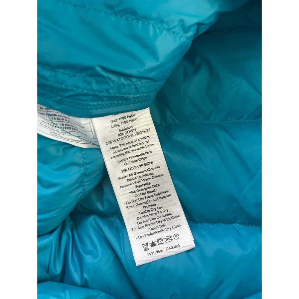 Eddie Bauer Stratuslite EB650 Puffer Jacket Teal Womens 1X Colorblock Pullover